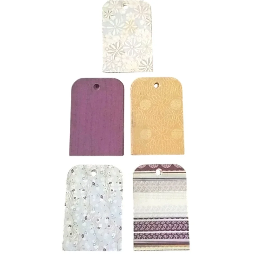 54 Handcut Rounded Corners Blank Back Mixed Print Cardstock Gift Tags